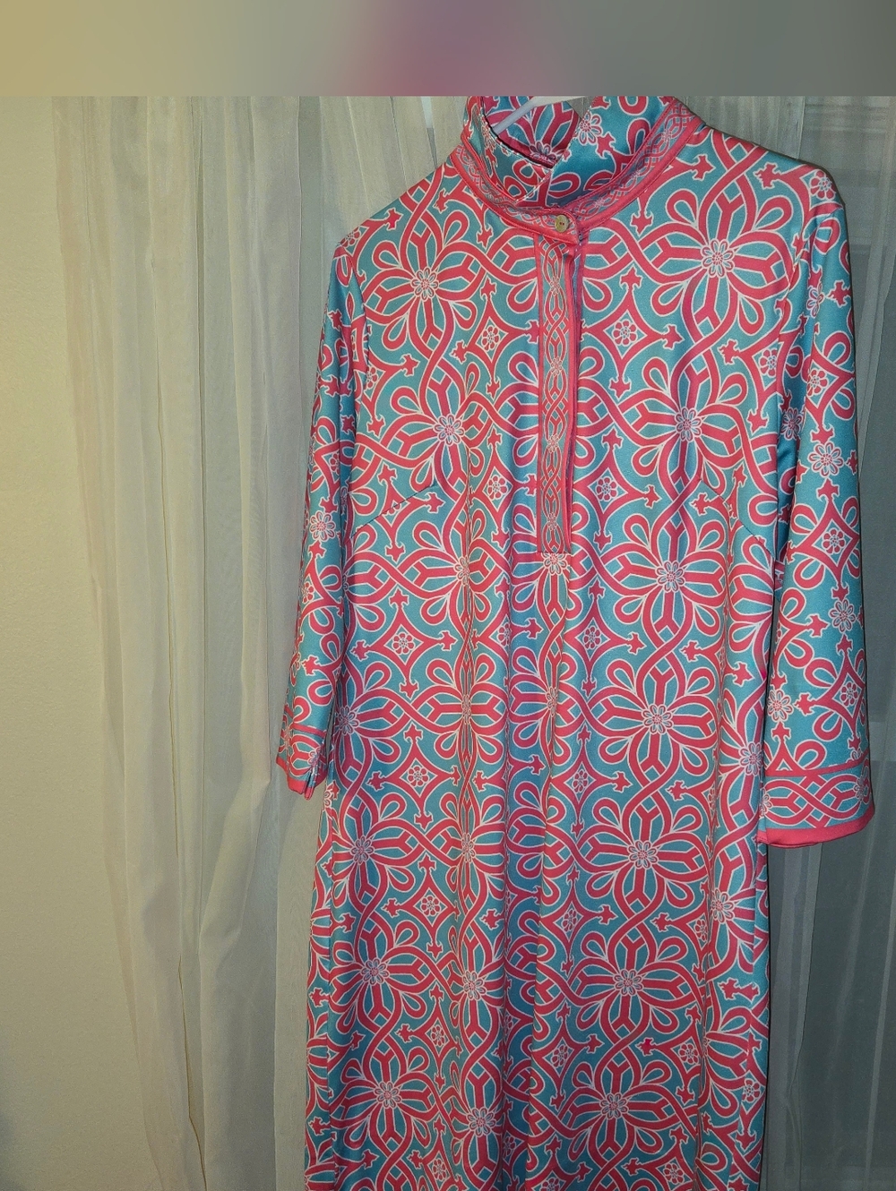 Bold Pink and Turquoise Geometric Maxi Dress In Goddess